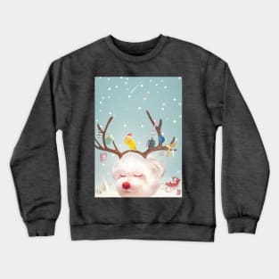 Puppy in Reindeer Antlers Crewneck Sweatshirt